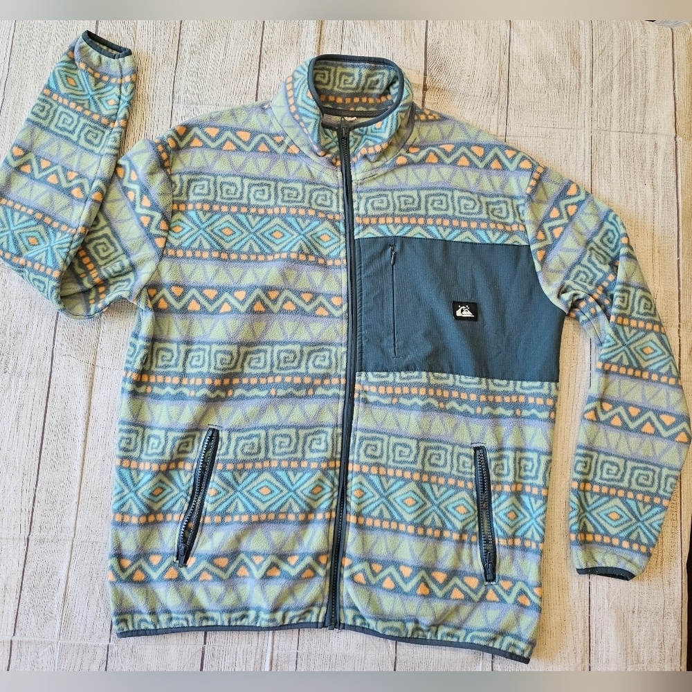 Quiksilver Women's •Size Large• Heritage Full Zip Fleece w/ Pockets Aztec Print - Picture 2 of 8